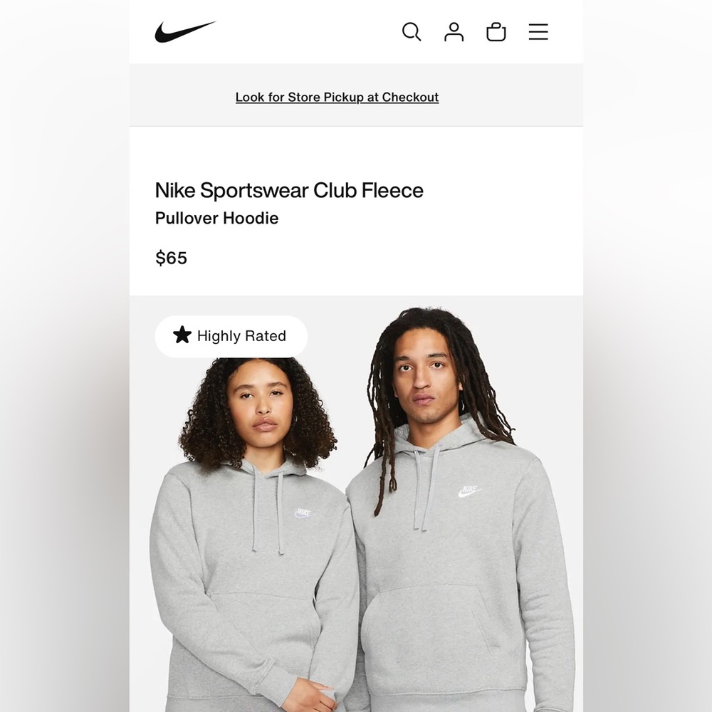 Nike Gray Sportswear Club Fleece Pullover Hoodie